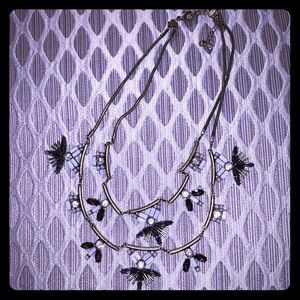 Gold silver and gray statement necklace